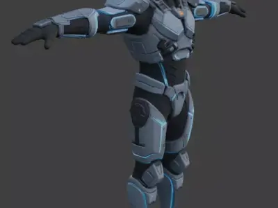 Futuristic Sci-Fi Soldier 3D Model 3D model purchase