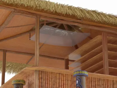  Island Tiki Bar with Totem Stools Natural 