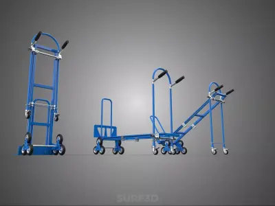 TRIPLE WHEELS STAIR CLIMBING CLIMBER CONVERTIBLE HAND TRUCK CART 3D model
