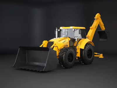Generic Large Backhoe Loader Low-poly 3D model