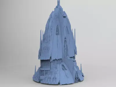 Sci-Fi Shuttle launcher moon base city Top 3  3D model