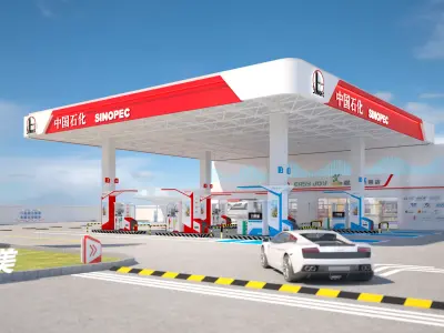 gas station Low-poly 3D model 13