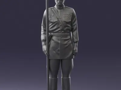 000109 Soviet Guard Soldier with Helmet and Medals 0116 3dp 3D print model