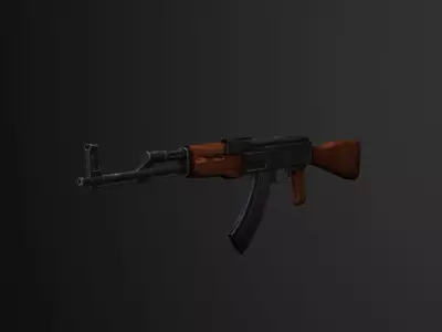 AK-47 Gun Realistic 3D Model rig Low-poly 3D model