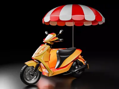 Food Cart Scooter Streetcar Low-poly 3D model