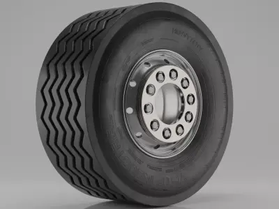 Truck Tire and Rim Low-poly 3D model
