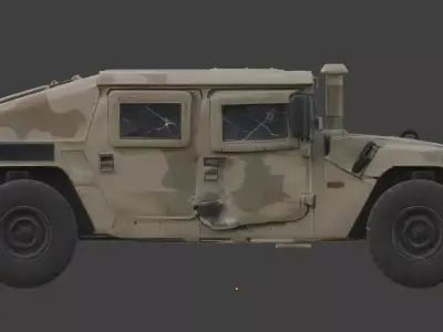 Damaged Armored Humvee Military Vehicle 3D Model V03 Low-poly 3D model
