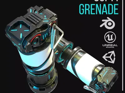 Game ready Grenade prop Low-poly 3D model Low-poly 3D model