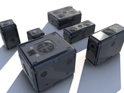 Sci Fi grey cargo crates Low-poly 3D model