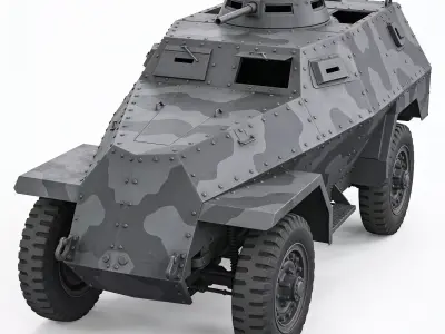 WWII Armored Recon Vehicle 3D  Low-poly 3D model