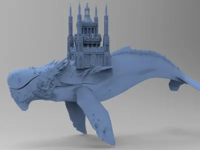 Dinosaur Whale city 3D model