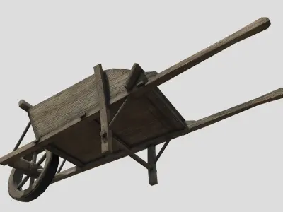 Wheel barrow Low-poly 3D model 2