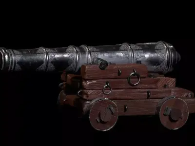 Canon cannon Low-poly 3D model