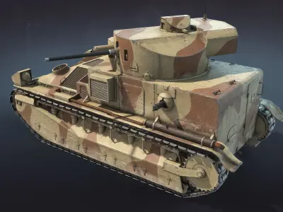Vickers Medium Mk II Low-poly 3D model