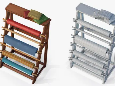 Rack Fabric Roll Textile Low-poly 3D model