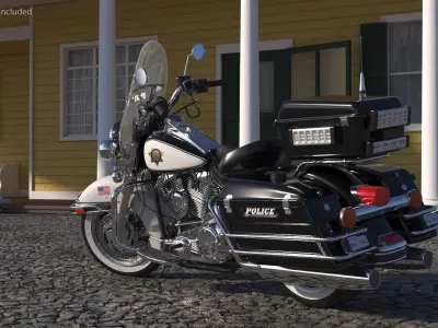 US Sheriff Road King Motorcycle Parked  purchase 3D model