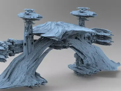 Sci fi Alien Mushroom rock 4  3D model