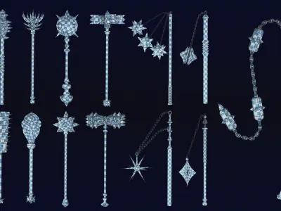 collection 15 MACES 3D model Low-poly 3D model