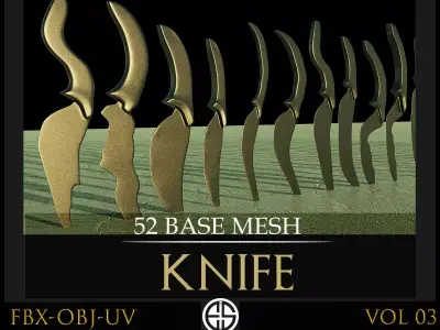 52 Sword Models - Cold Weapons - Sword Base Mesh- uUV - Vol 03 Low-poly 3D model