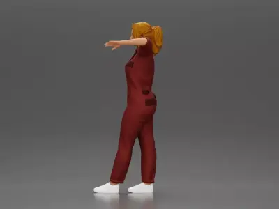 woman in jumpsuit leaning pointing forward ready for action 3D print model