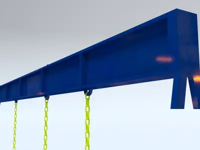 Lifting Beam or Spreader with chains for Cranes Low-poly 3D model