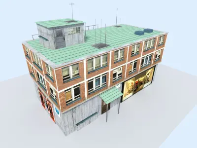 Building with roof Low-poly 3D model