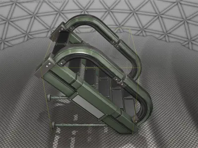 Sci-Fi Stairs - 9 - Green Version Low-poly 3D model