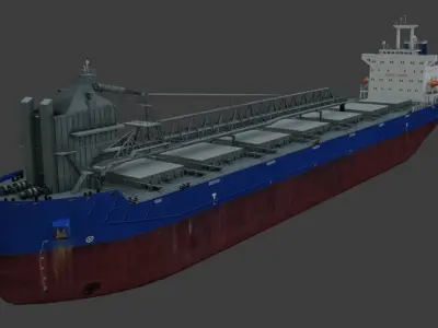 Self-unloading bulk carrier 3D model Low-poly 3D model