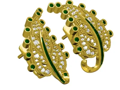 Antique Diamond Leaf Earring 3D print model