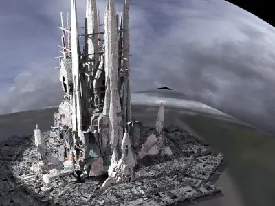 Scaffolded Towers City 3D model