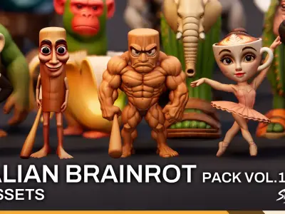 Italian Brainrot Pack VOL1 Low-poly 3D model