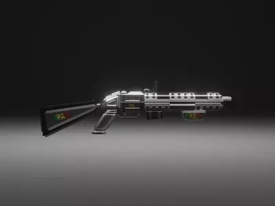 Shotgun Low-poly 3D model 3