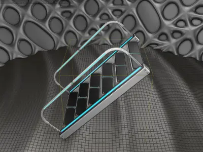 Sci-Fi Stairs - 19 - Silver Blue Neon Light Version Low-poly 3D model
