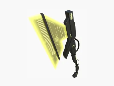 SciFi War Axe A05 Black Yellow - Sci Fi Weapon Design Low-poly 3D model