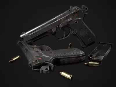 Beretta 92 FS lowpoly modle Low-poly 3D model