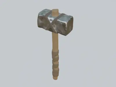 low-poly PBR sledgehammer axe with cross Low-poly 3D model