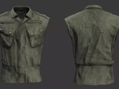 Military Sleeveless Combat Shirt Olive - Game Ready Low-poly 3D model