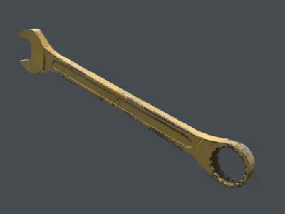 Yellow Industrial Combination Wrench Low-poly 3D model