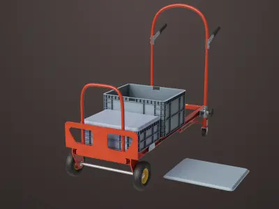 Convertible Hand Truck Red All PBR Unity UE Low-poly 3D model