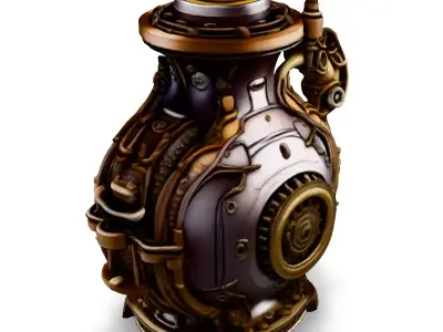 Steampunk Mechanical Vase Low-poly 3D model