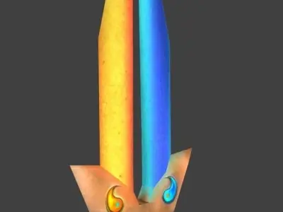 fantastic sword  fire and ice Free low-poly 3D model