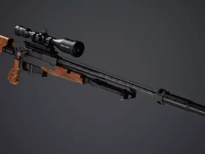 PGM 338 Sniper Rifle - PBR Texture Low-poly 3D model