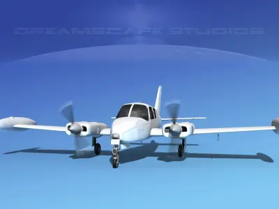 Cessna U-3B Blue Canoe White Livery 3D model