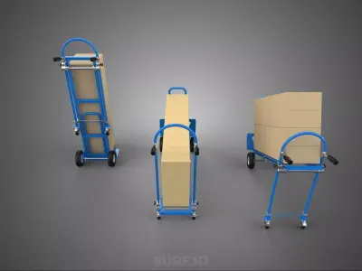 3 IN 1 CONVERTIBLE TROLLEY CART DOLLY HAND TRUCK CARDBOARD BOXES 3D model