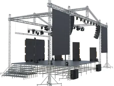Prefabricated stage with equipment 2 3D model