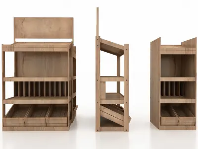 Shelf 3D model 1 wooden display stand with shelves 3D model