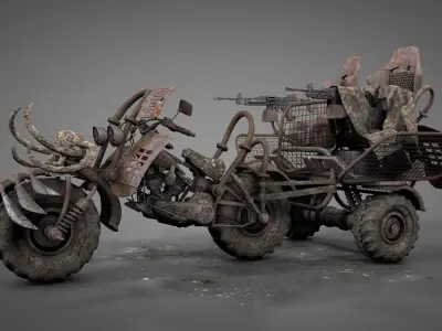 Post Apocalyptic Survival Bike 3D model