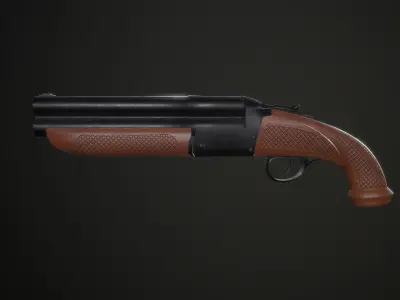 Sawed off Double Barrel Shotgun Free low-poly 3D model