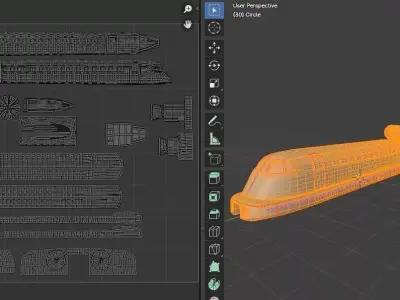 Low Poly Aerotrain Game ready Vehicle FBX OBJ PBR STL Low-poly 3D model