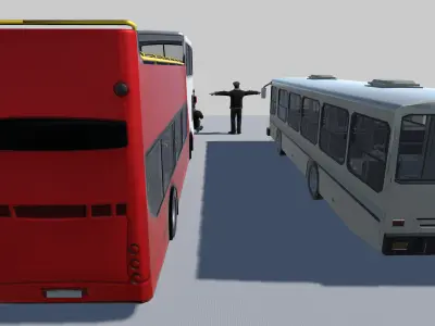 City Tourist Bus with Driver PBR Textures Low-poly 3D model